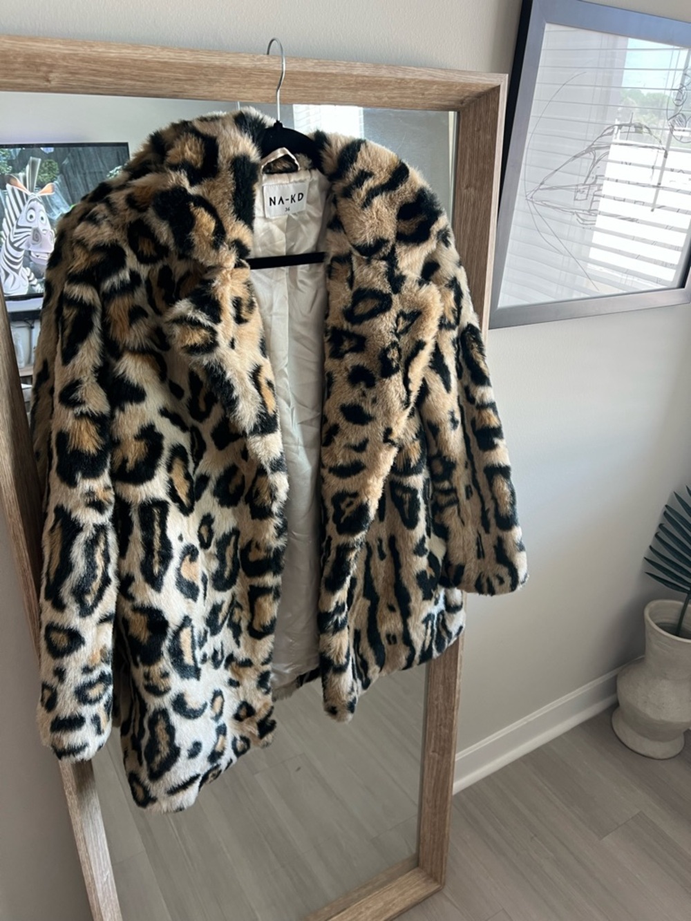 NA-KD Faux Fur Leopard Coat
